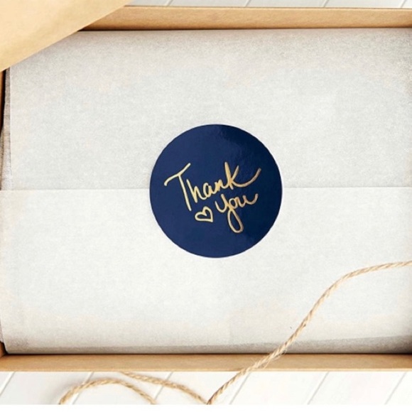 50 Stickers*Thanks you* Labels stickers in 4 different colors - gold foil text - Picture 5 of 7